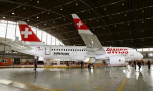Bombardier CSeries in SWISS colours visits Zurich