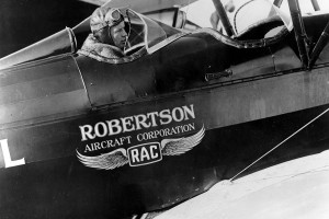 Charles Lindbergh at the commands of a Robertson Aircraft Corporation aircraft. (American Airlines)