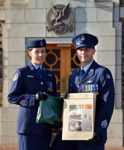 E06-Husband & Wife Sgts Walsh, part of the Air Corps' Flags to Schools team.