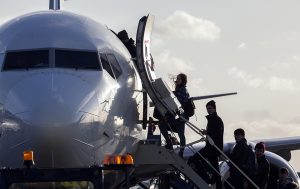 Dublin passengers boarding aircraft