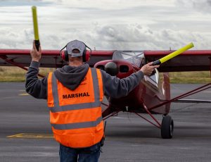 The team from Galway Flying Club were on hand to marshal all aircraft into their parking position. Frank Grealish.